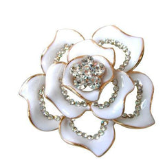 Rose-shaped crystal rhinestone brooch