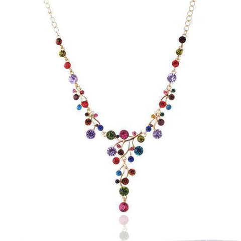 Necklace with multicolored rhinestones