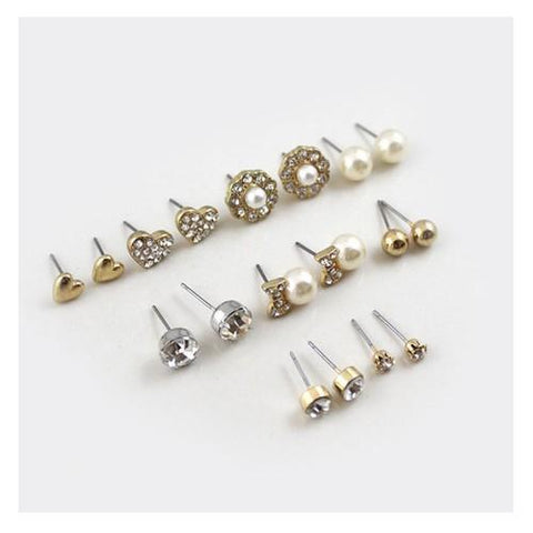 9-in-1 gold-colored earrings set