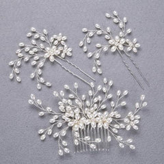 3-piece pearl comb and hair pins