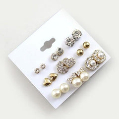 9-in-1 gold-colored earrings set