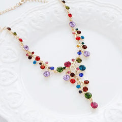 Necklace with multicolored rhinestones