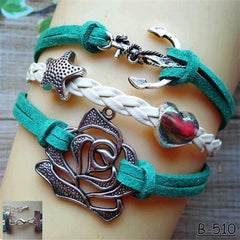 Multilayered leather bracelet