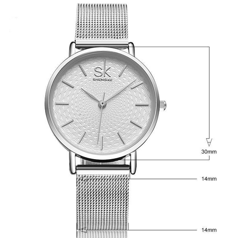 SK super-slim stainless steel wristwatch