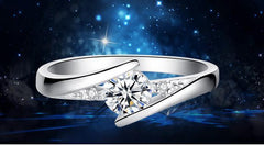 Diamond wedding silver ring