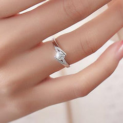 Diamond wedding silver ring