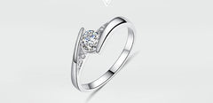 Diamond wedding silver ring