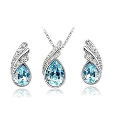 Crystal rhinestone pendant & earrings jewelry set