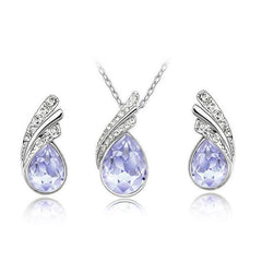 Crystal rhinestone pendant & earrings jewelry set